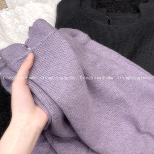 特！售完无补！方领套头纯色宽松插肩长袖针织衫女士毛衣 83103