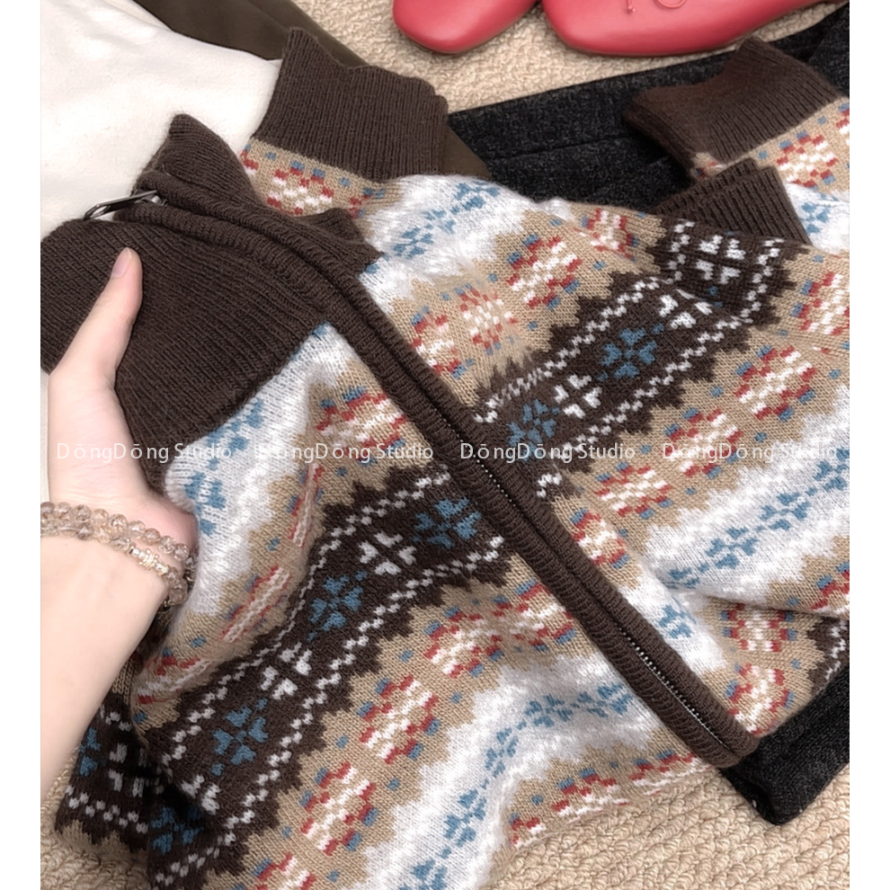 怎么穿怎么美！【红茶拿铁】高领提花开衫拼色拉链毛衣外套725057,女装/女士精品,毛针织衫,淘宝优惠券,粉丝福利购,淘宝优惠卷