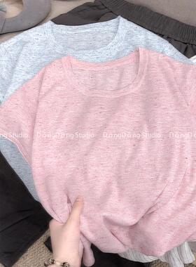 呼吸感～/冰淇淋/百搭纯色短袖针织衫女【衣长58胸围94】55217