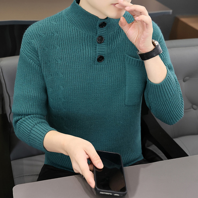 高级感立领毛衣男冬季潮牌痞帅加厚针织衫2025新款内搭打底衫线衣