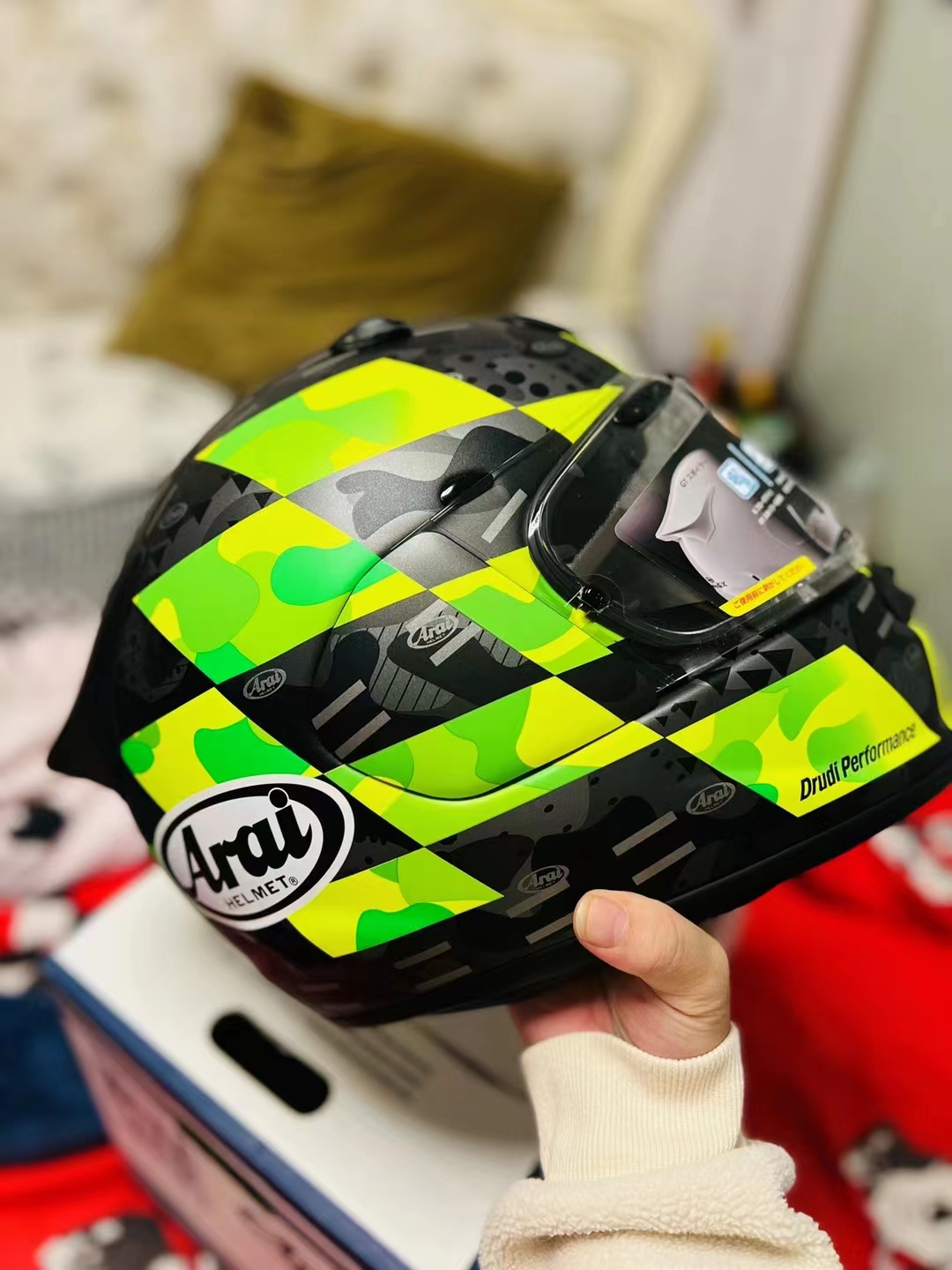 arai gx荧光黄头盔 电动车/配件/交通工具 电动车头盔 原图主图