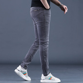2025年新款 春季 小脚修身 弹力裤 高端潮 高级灰牛仔裤 子潮流男士 男款