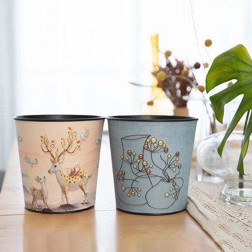 可定制图案铁质2升桌面垃圾桶