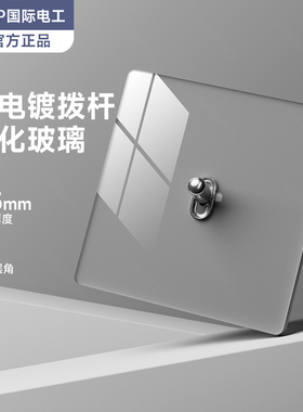 国际电工灰色玻璃复古拨杆开关插座面板家用单开单联一开单控1开