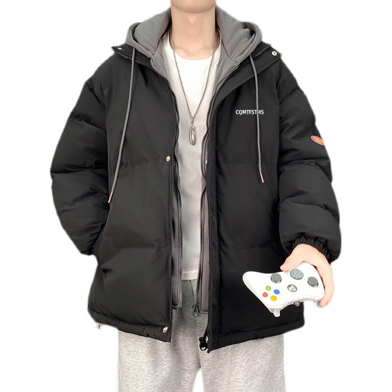 大货到仓！2022港风情侣棉衣男女假两件连帽棉服WT08p75,男装棉衣,星座1508
