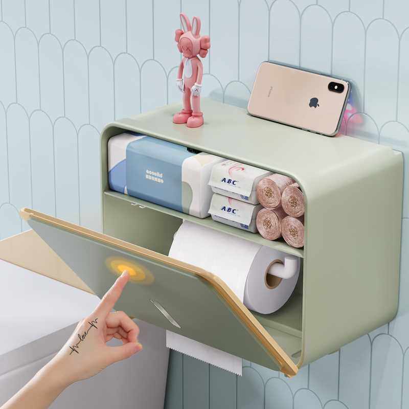 佳帮手免打孔纸巾盒卫生间防水壁挂厕纸盒抽纸盒厕所卫生纸置物架