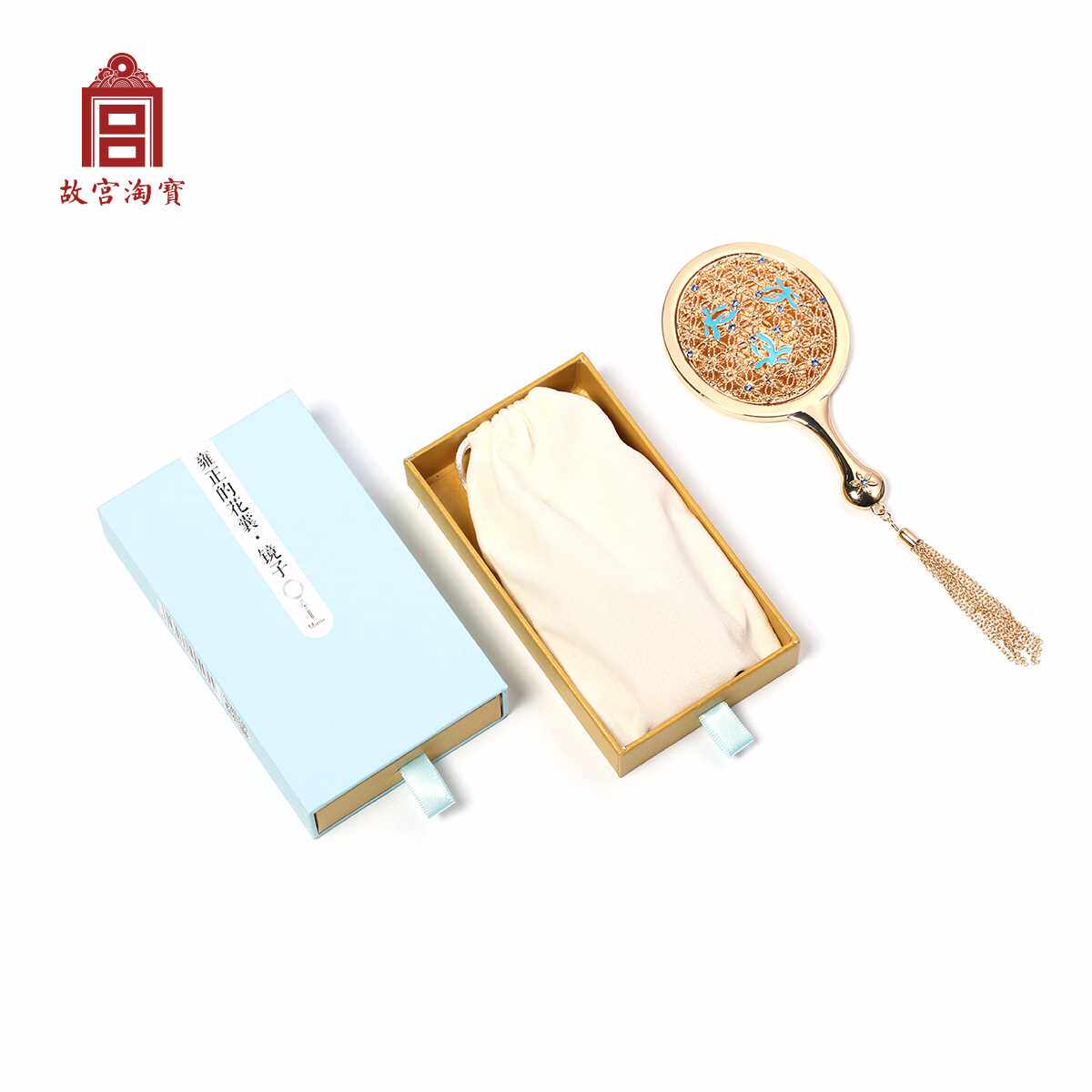故宫淘宝博物院文创花囊小镜子便携随身迷你化妆镜生日毕业礼物女