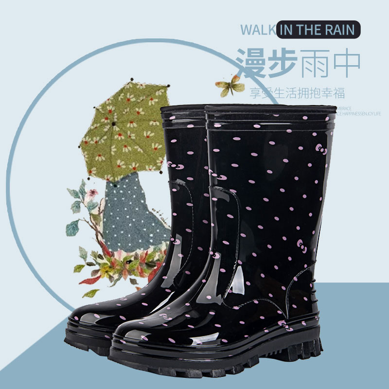 雨鞋女成人韩国可爱时尚水鞋中筒雨靴防滑加厚耐磨水靴户外套鞋