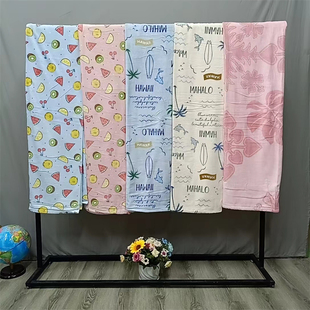 外贸纯棉正面割绒反面毛圈经典网红图案毛巾被盖毯家用卧室毛巾毯