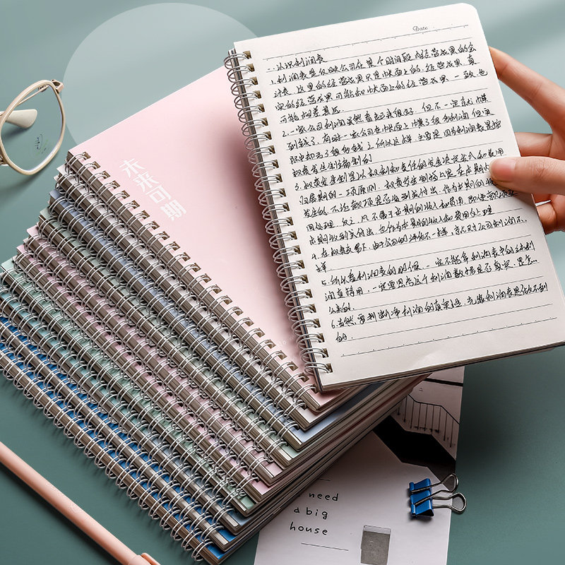 线圈本笔记本子大学生练习本小清新侧翻b5螺旋加厚文具女生卡通可爱
