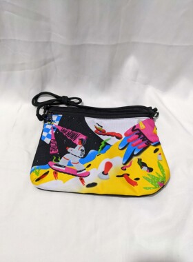 VANS 潮流黑色外星人趣味拉链单肩包斜挎包帆布包 VN0A5H4QBLK