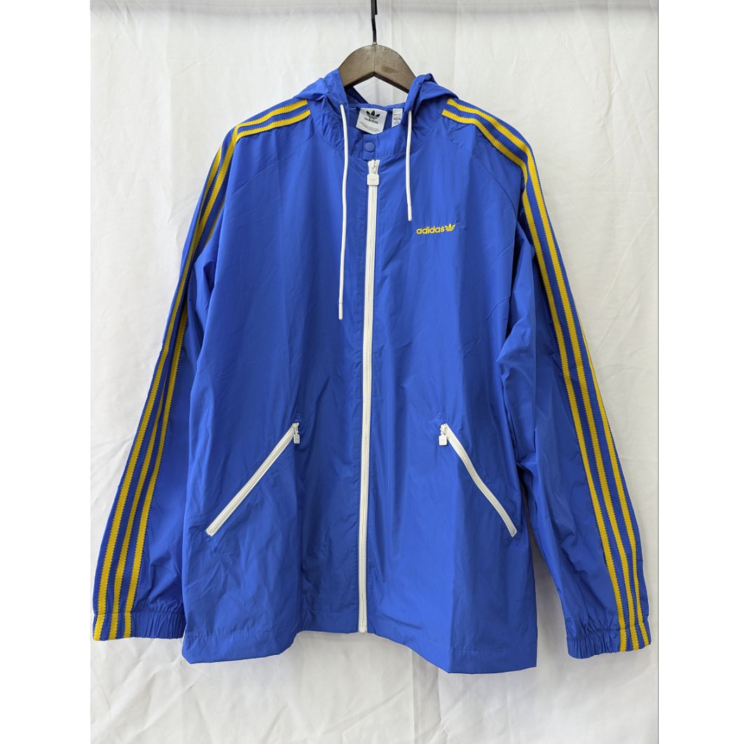 正品 三叶草 adidas WINDBREAKER 男三条纹连帽防风衣外套 IW3244