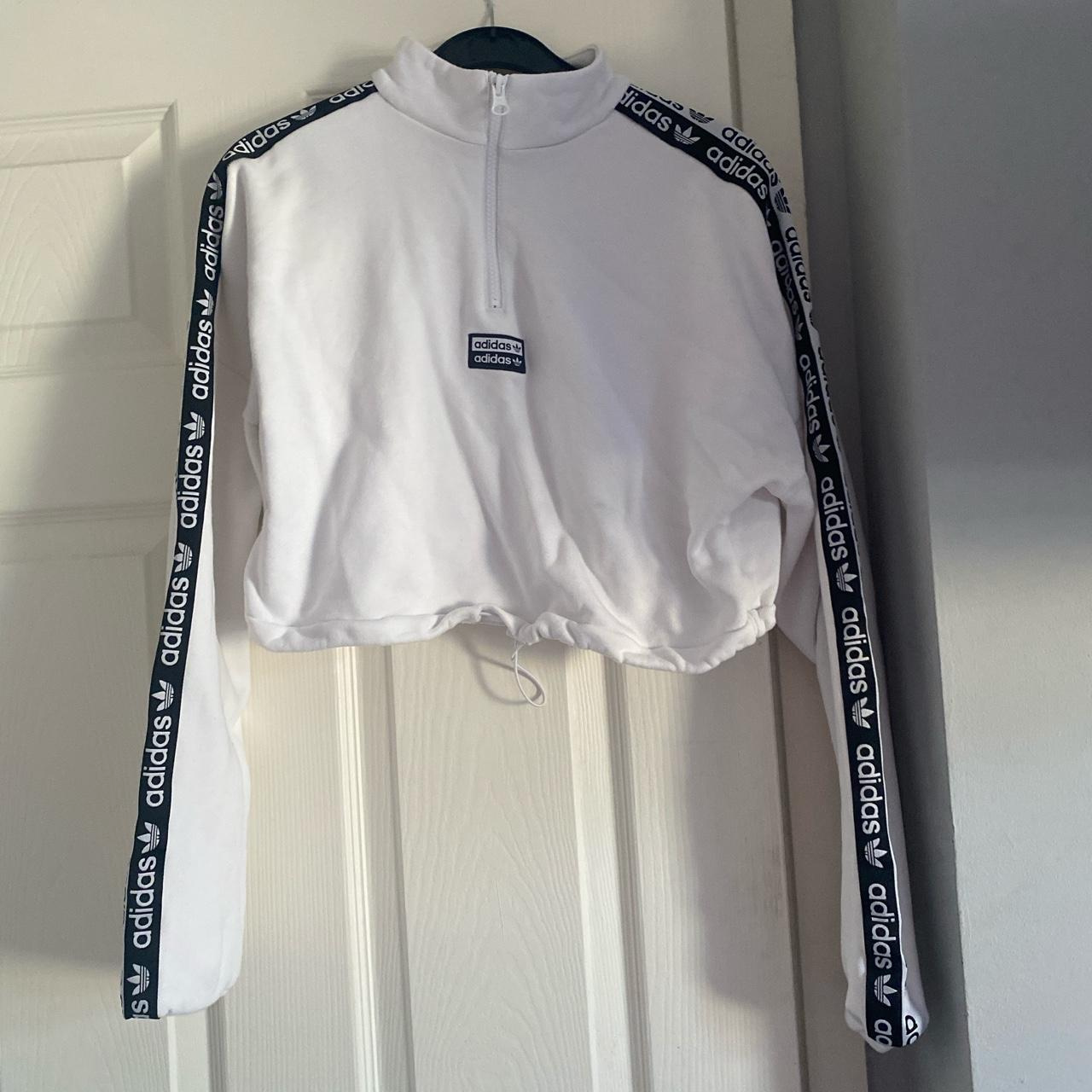 ADIDAS CROPPED TAPE SLEEVE 1/4 ZIP 女子串标复古套头衫 FL1346
