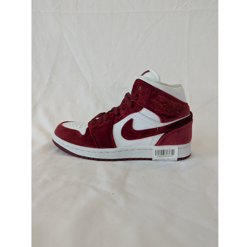 正品 Air Jordan 1 Mid SE 'Velvet' 女休闲鞋 红丝绸 FZ3334-100