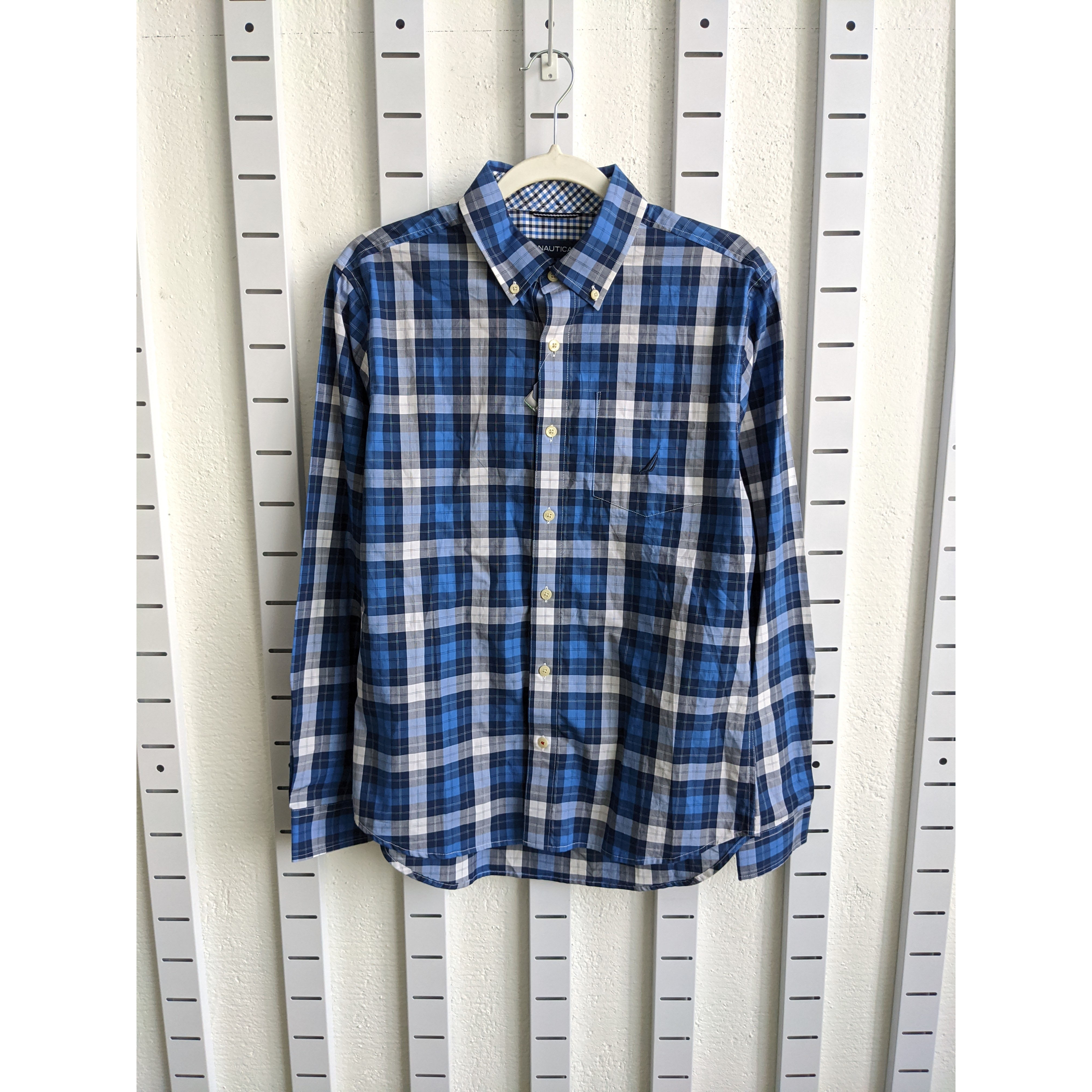 正品 NAUTICA 诺蒂卡 男子格子衫c长袖正装休闲衬衫 WO11124NV