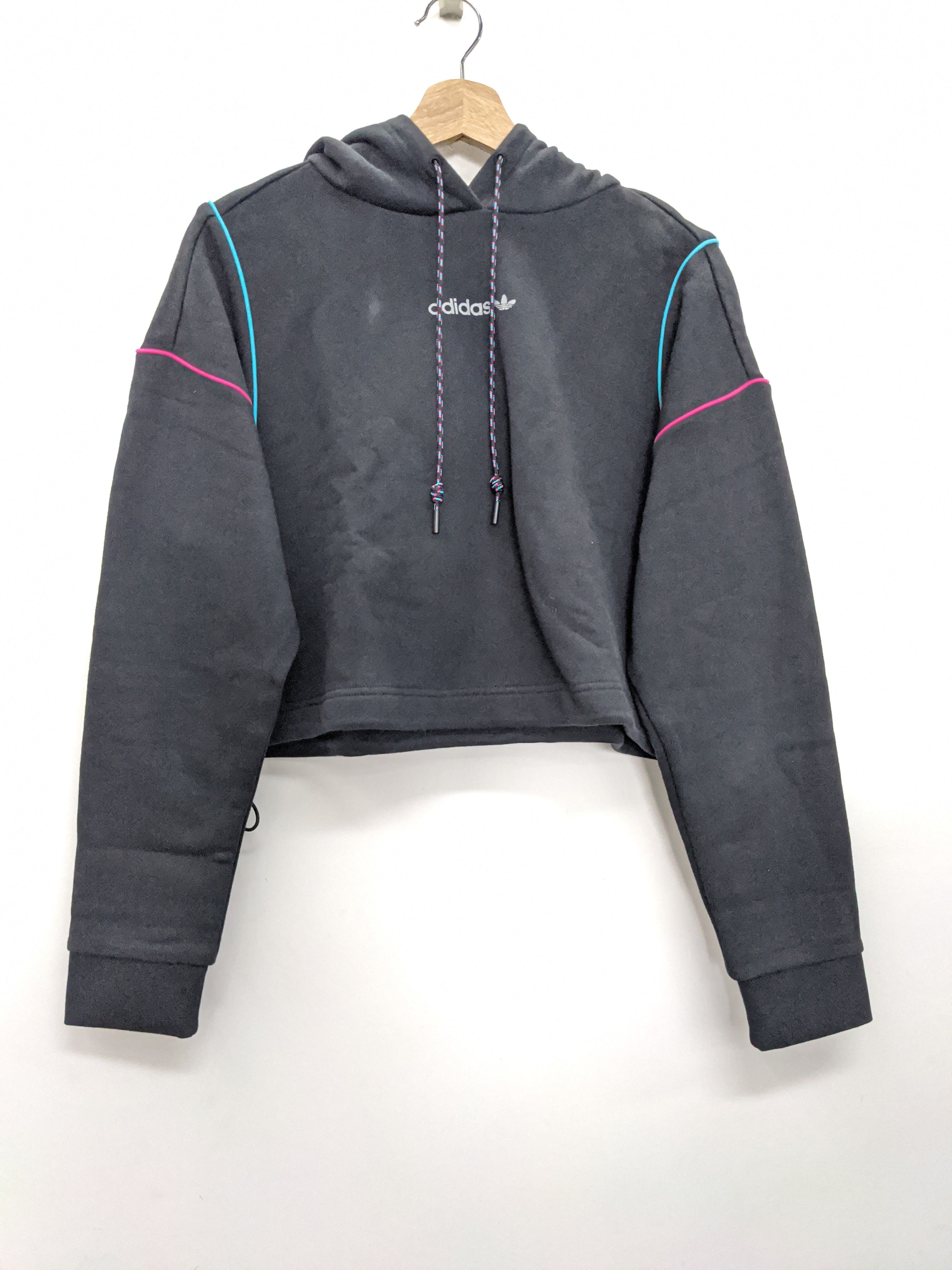 Adidas阿迪达斯三叶草女装秋季简约休闲短款连帽运动服卫衣GC8790