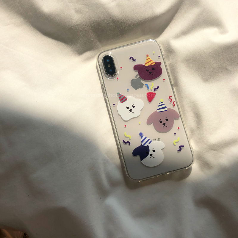 适用iPhone15PRO/16/17Promax/12/13韩国ins风派对狗狗/14plus手机壳透明