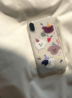 适用iPhone15PRO/16/17Promax/12/13韩国ins风派对狗狗/14plus手机壳透明