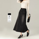 鑫阁美式 显瘦半身裙女长裙 透芯黑修身 复古牛仔鱼尾裙2025秋季 新款