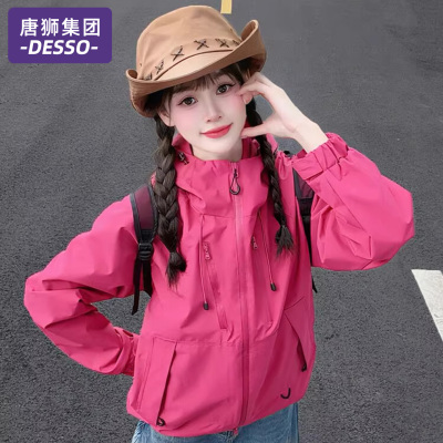唐狮集团DESSO冲锋衣女春秋2025新款三合一超好看多巴胺早秋外套