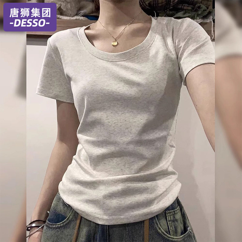 唐狮集团DESSO短袖女t恤2026新款夏季美式正肩短款半袖修身上衣服