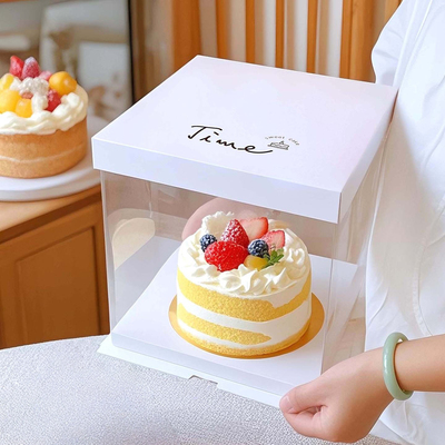 透明生日蛋糕盒6寸8寸包装盒六寸八寸方形蛋糕盒子打包盒批发定制