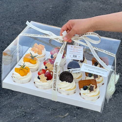 12粒透明纸杯蛋糕包装盒6粒盒子