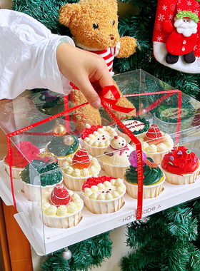 圣诞节12粒纸杯蛋糕包装盒4粒6粒盒子春节六/十二马芬杯子打包盒