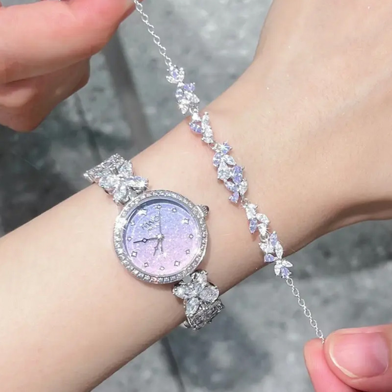 迪士尼美人鱼腕表公主时尚轻奢手链表女表钻石表贝壳表盘手表礼盒