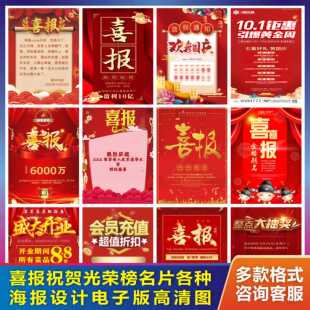 海报设计喜报模板ppt销售业绩战报排版捷报签单图片设计代做制作