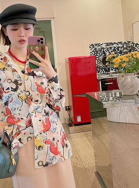 VIMAS现货 私服分享；vintage 中古香 涂鸦风印花复古衬衫