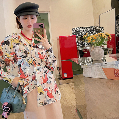 VIMAS现货 私服分享；vintage 中古香 涂鸦风印花复古衬衫