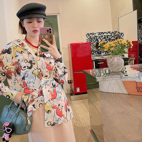 VIMAS现货 私服分享；vintage 中古香 涂鸦风印花复古衬衫