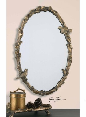 纽约下城公园进口uttermost森林的春天田园风圆形小鸟梳妆镜壁饰