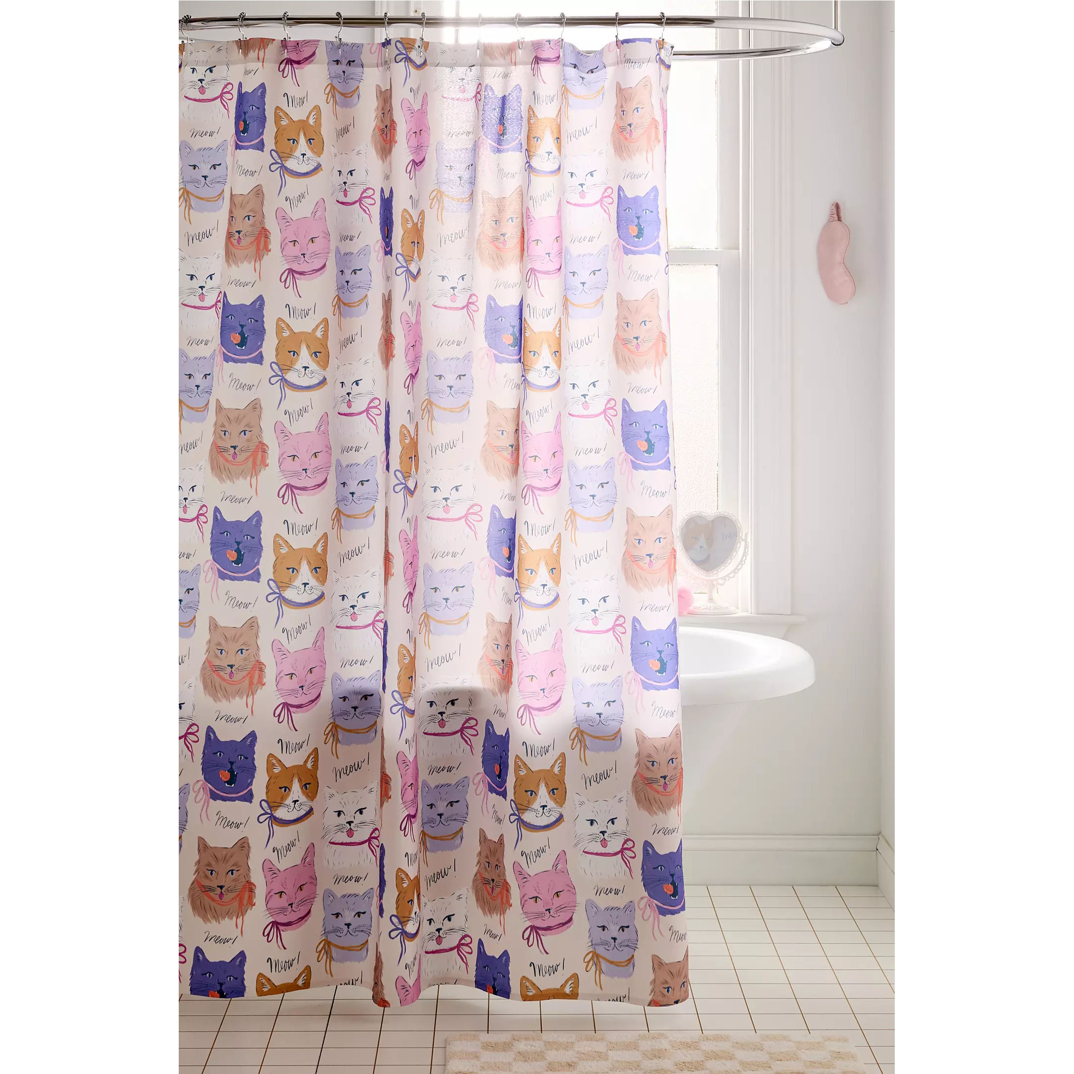 现 纽约下城公园进口大猫小猫落浴盆趣味童心涤纶挂帘浴帘183*183