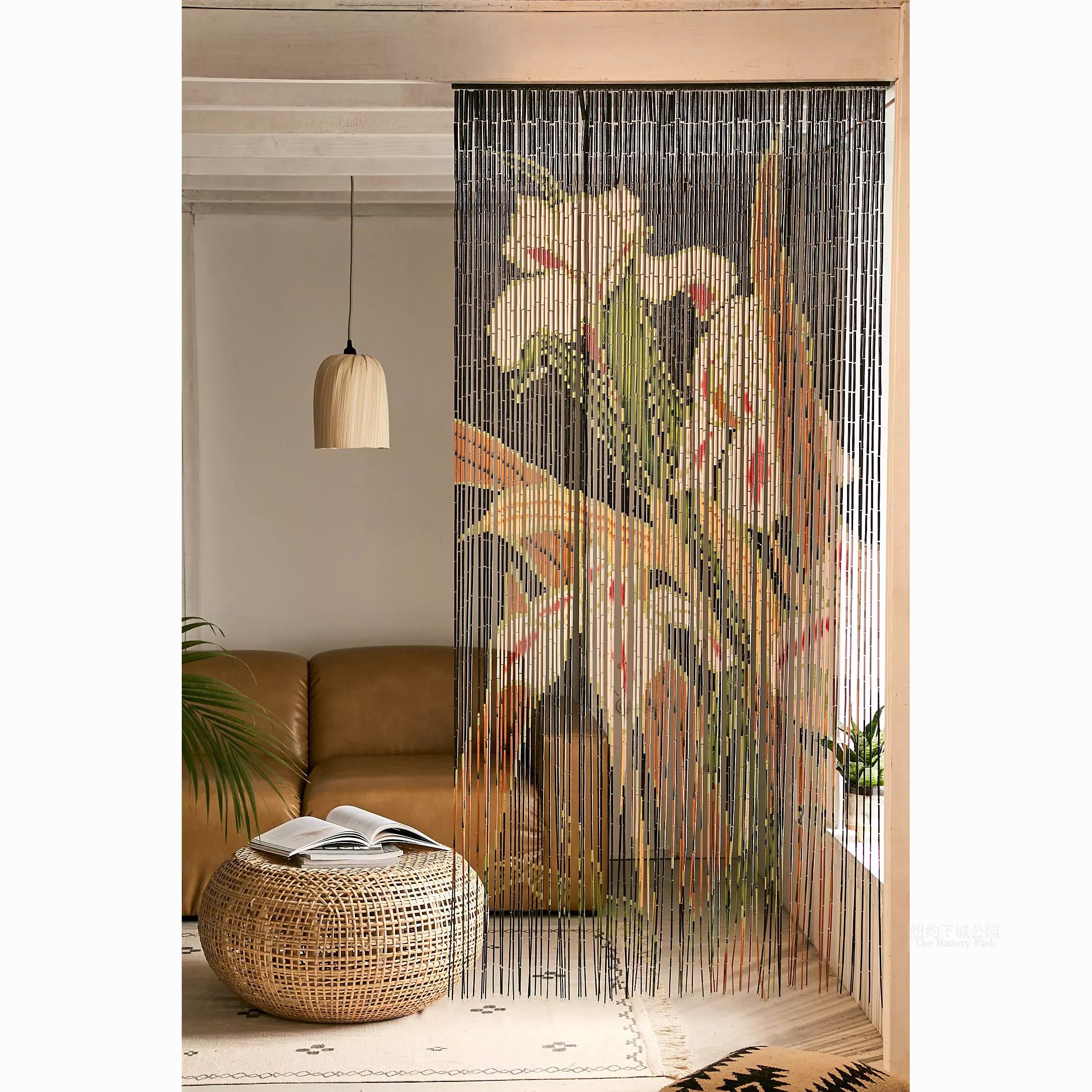 纽约下城公园进口手工制作持之雅室多姿鸢尾花竹帘装饰门帘多款