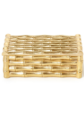 现纽约下城公园进口东风西渐金箔竹节新古典精巧收纳盒杂物盒礼物