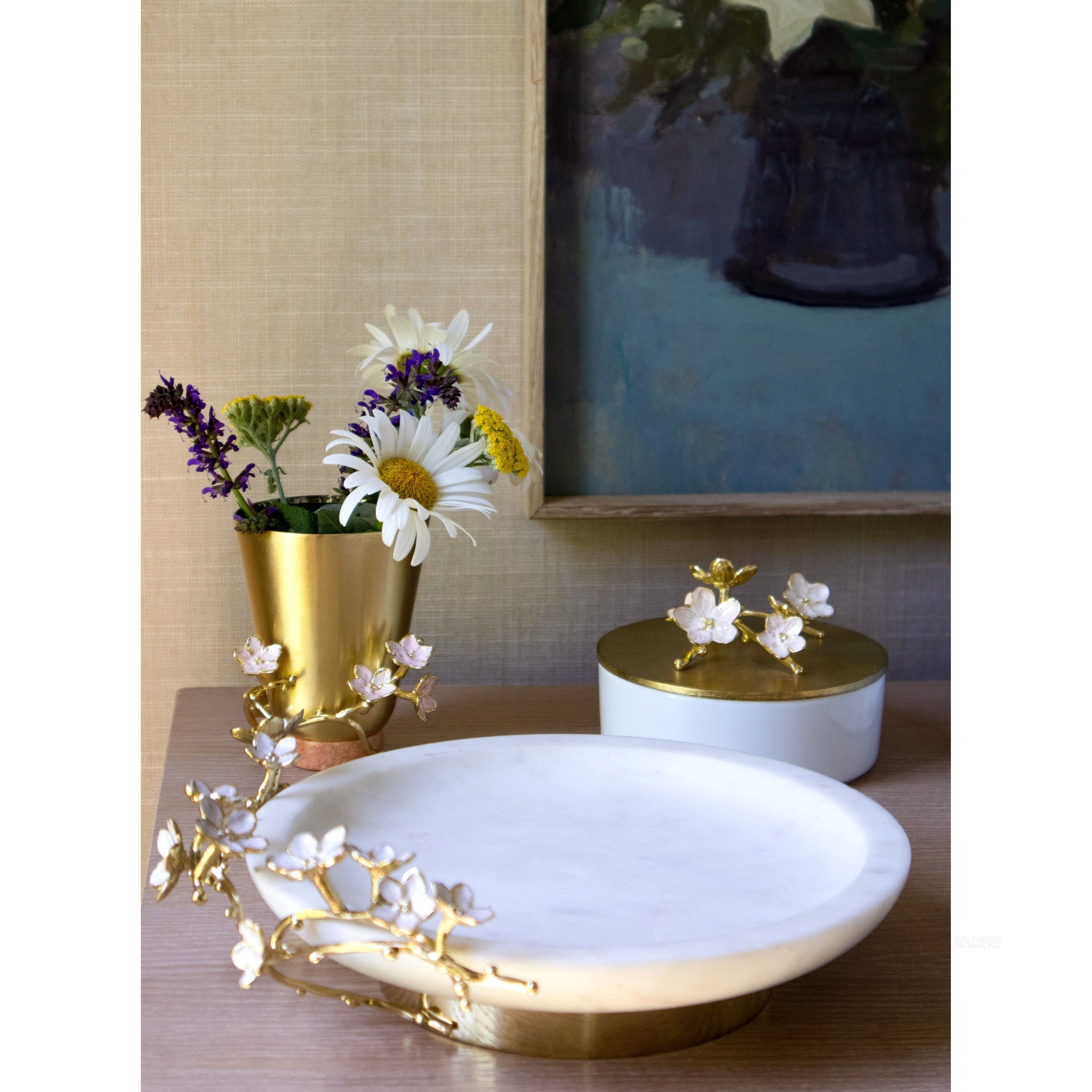 纽约下城公园进口michael aram江户樱花季淡粉珐琅大理石托盘