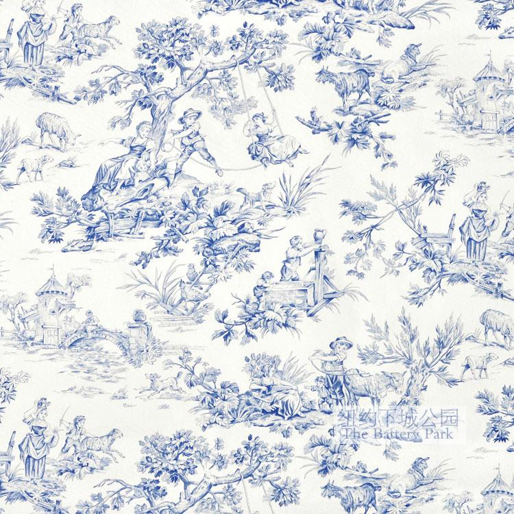 布料靛蓝色法式乡村风格