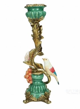 古典洛可可风格华丽鹦鹉装饰烛台