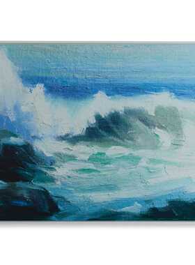 纽约下城公园进口uttermost暮色白浪宁静幽蓝色调装饰画客厅卧室