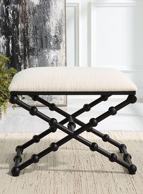 纽约下城公园进口uttermost瑞吉奢华酒店风低调华美黑色骨节脚凳