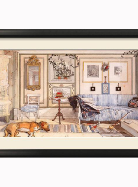 现 纽约下城公园进口装饰画画芯卡尔拉森插画舒适的一角30x45cm