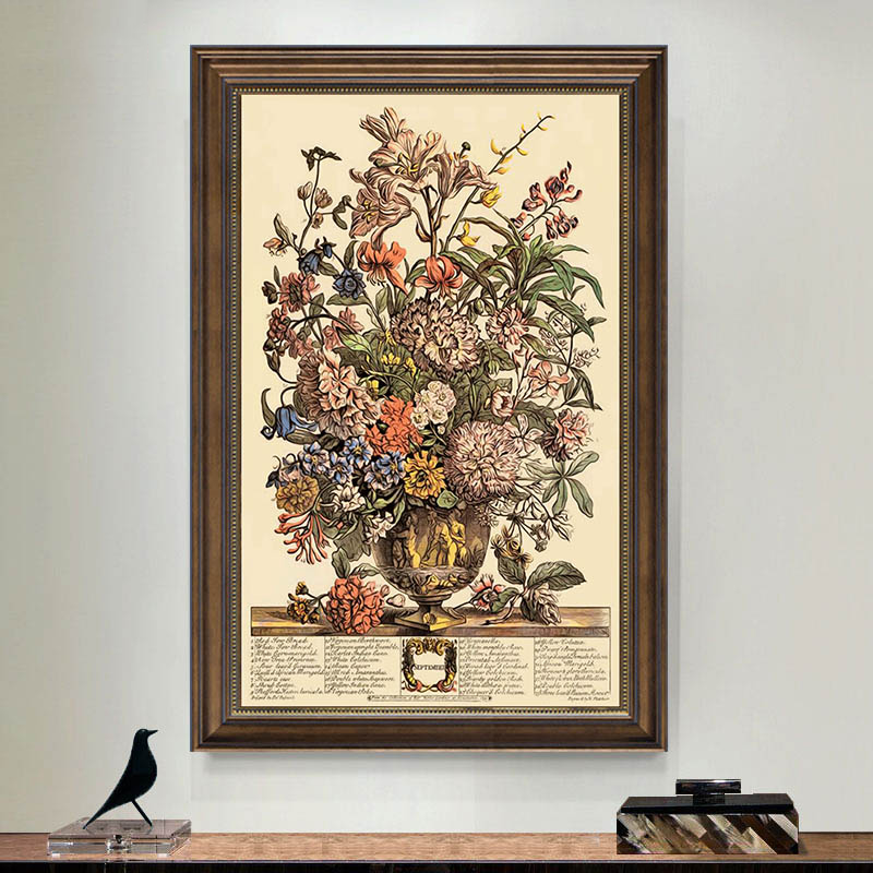 美式挂画莫里斯幸福树玄关装饰画餐厅壁画高级感欧式复古油画花卉图片