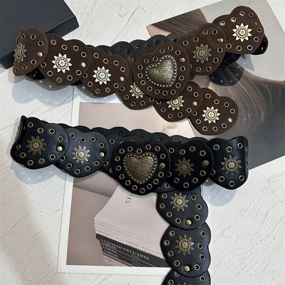 女复古爱心西部牛仔风腰带