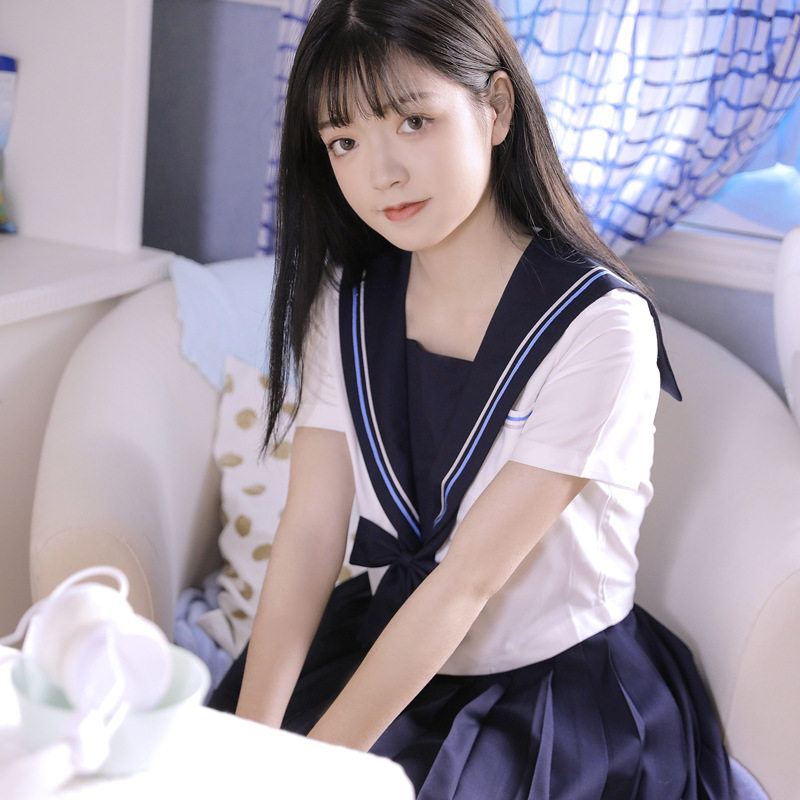 2019春款日系雪花刺绣JK制服学院风长袖学生水手服校服软妹套装