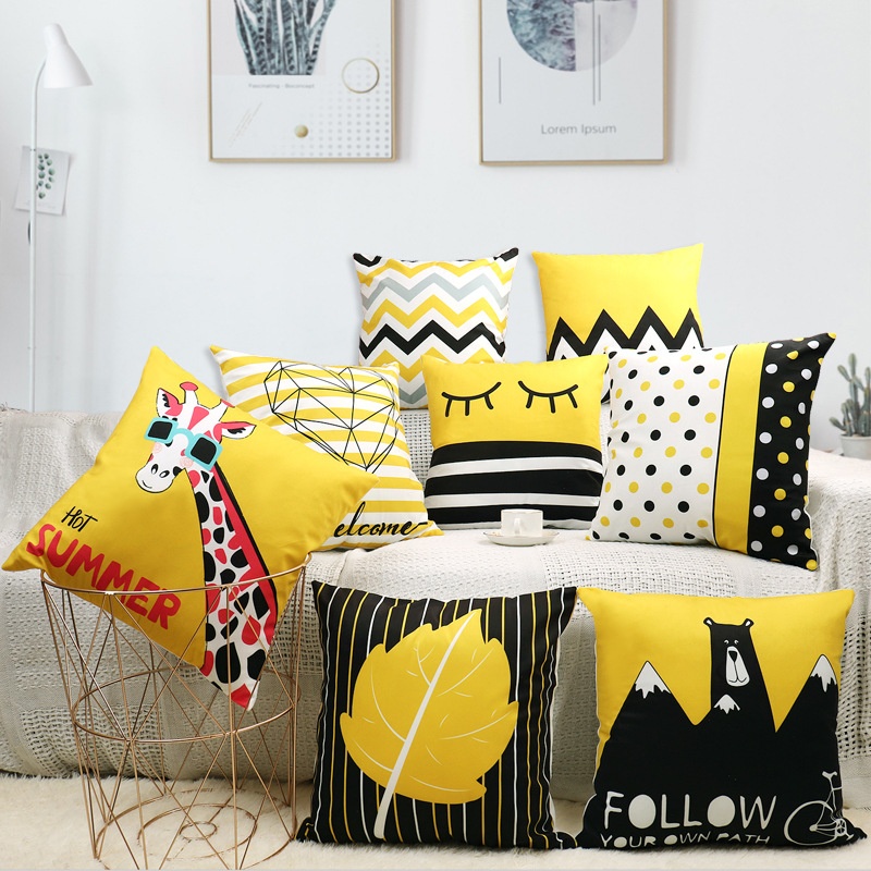 企业logo定制抱枕沙发靠枕套汽车护腰床头靠垫套午睡卡通北欧