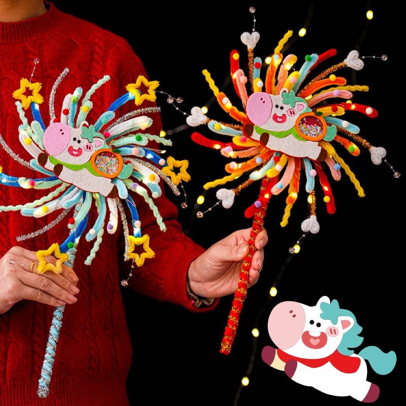 新年灯笼扭扭棒手工编织diy材料儿童礼物玩具手提发光旋转烟花灯,节庆用品/礼品,灯笼,淘宝优惠券,粉丝福利购,淘宝优惠卷