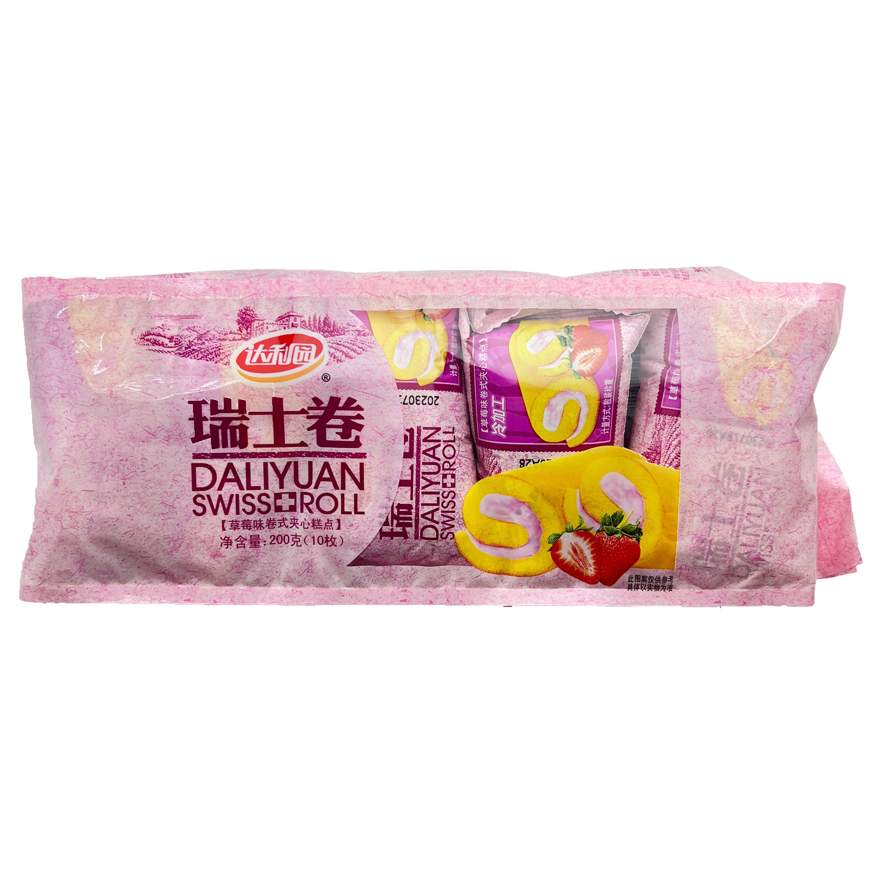 达利园瑞士卷草莓味卷式夹心糕点200g(10枚)面包办公室早餐点心