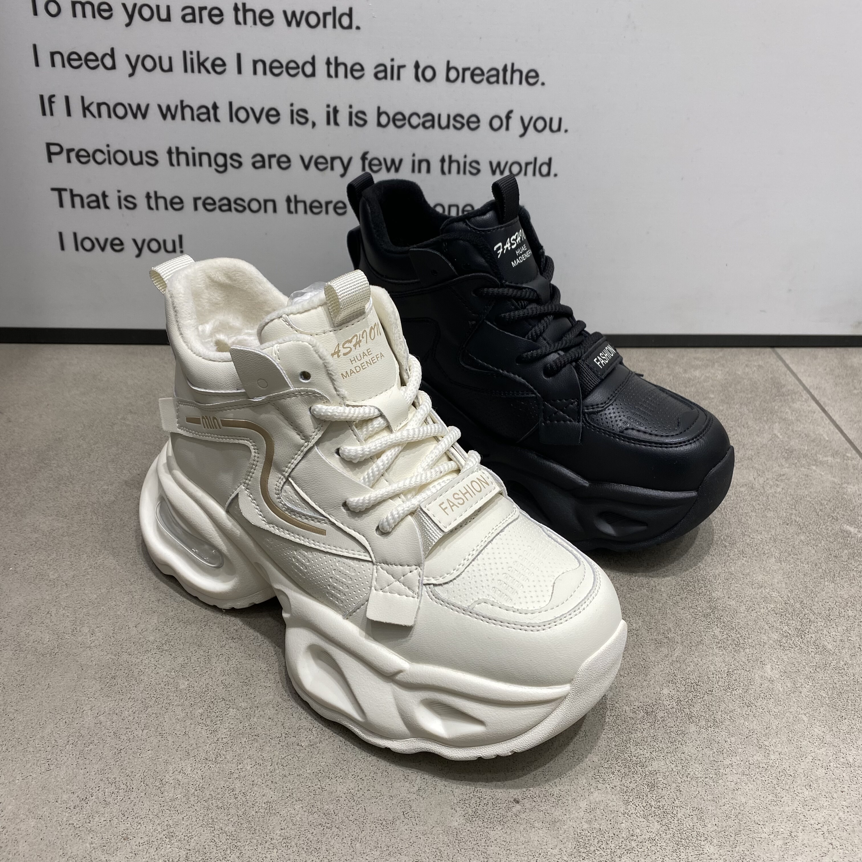 2025冬季女鞋松糕厚底加棉高帮休闲鞋高腰大棉老爹鞋女潮鞋女棉鞋